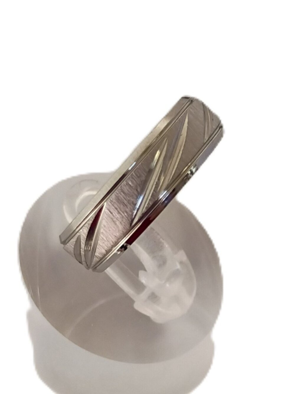 Size 8 Stainless Steel Wedding Bands – 6 mm Diagonal Groove Design